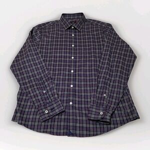 UNTUCKit Talty Performance Shirt Mens L Slim Fit Check Blue Polyester Non-Iron